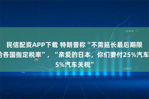 民信配资APP下载 特朗普称“不需延长最后期限，将给各国指定税率”，“亲爱的日本，你们要付25%汽车关税”