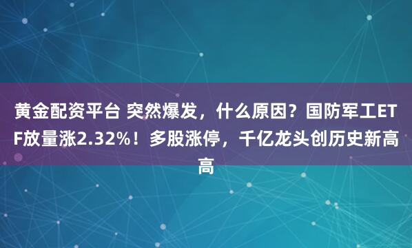 黄金配资平台 突然爆发，什么原因？国防军工ETF放量涨2.32%！多股涨停，千亿龙头创历史新高