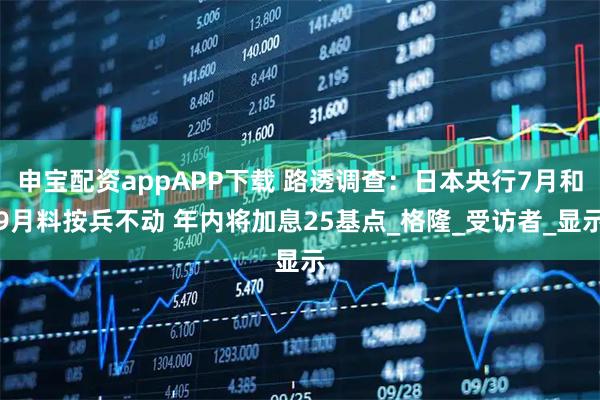 申宝配资appAPP下载 路透调查：日本央行7月和9月料按兵不动 年内将加息25基点_格隆_受访者_显示